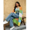 Женский длинный свитер-жакет с цветной вставкой
