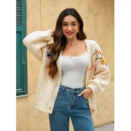 Women's V-neck thin button cardigan sweater