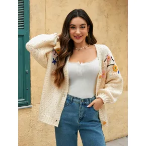 Women's V-neck thin button cardigan sweater