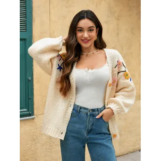 Women's V-neck thin button cardigan sweater