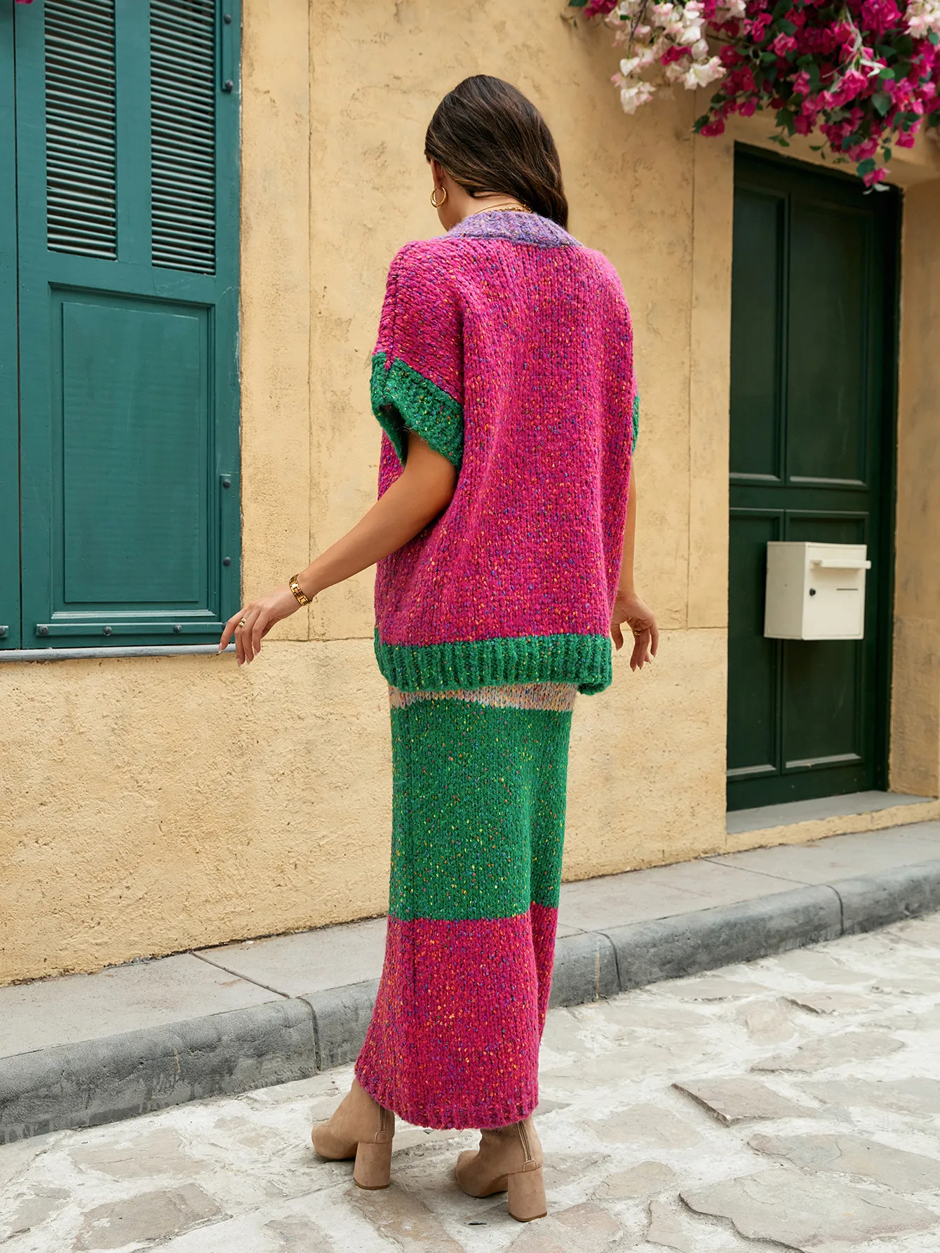 Set Baju Rajut V-neck