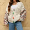 Women's V-neck colored button up cardigan jacket