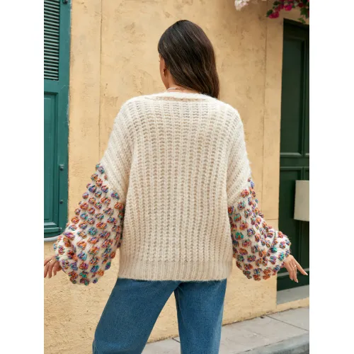 Women's V-neck colored button up cardigan jacket