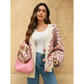 Women's V-neck button up cardigan sweater