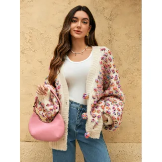 Women's V-neck button up cardigan sweater