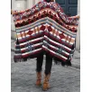 Women's long button block pattern cardigan sweater shawl