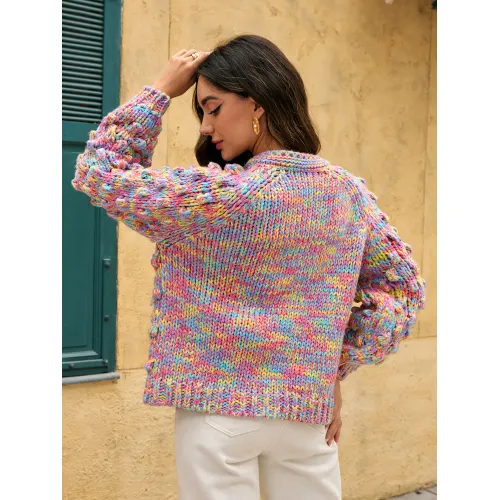 女式纽扣开衫毛衣