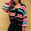 Women's colored striped sweater jacket