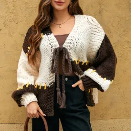 Women's drawstring cardigan sweater