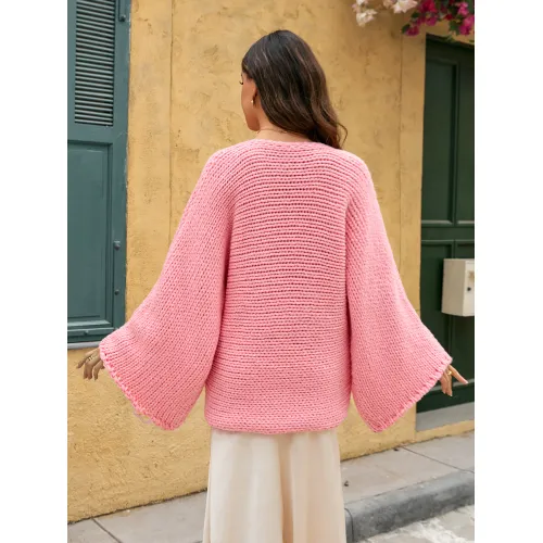 Dame lyserød pullover sweater