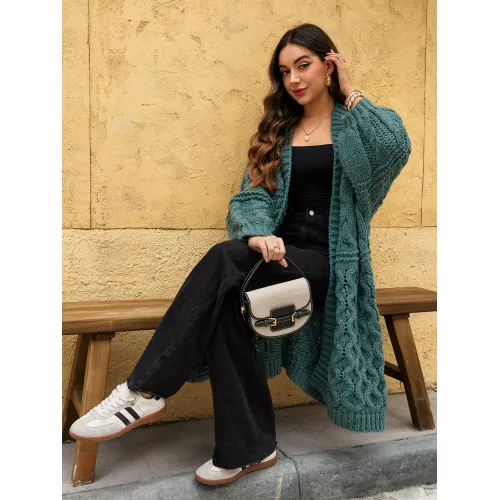 Женский длинный свитер кардиган-жакет