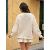Women's white bow pattern pullover sweater