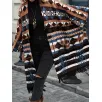 Women's long striped fringe sweater cardigan jacket