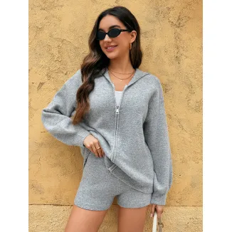 Women's gray sweater set