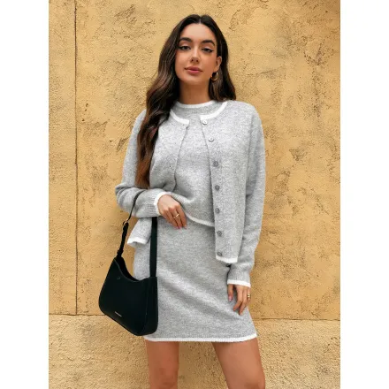 Women's gray cardigan sweater