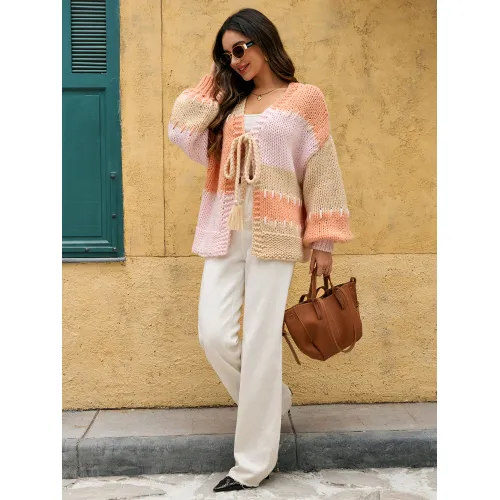 Кардиган для женщин с завязкой на шнурке