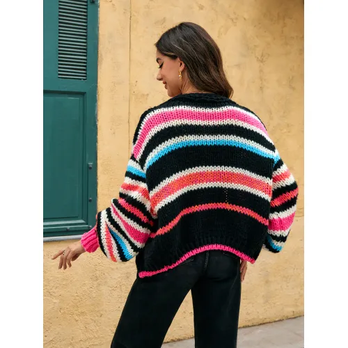 Women's colored striped sweater jacket