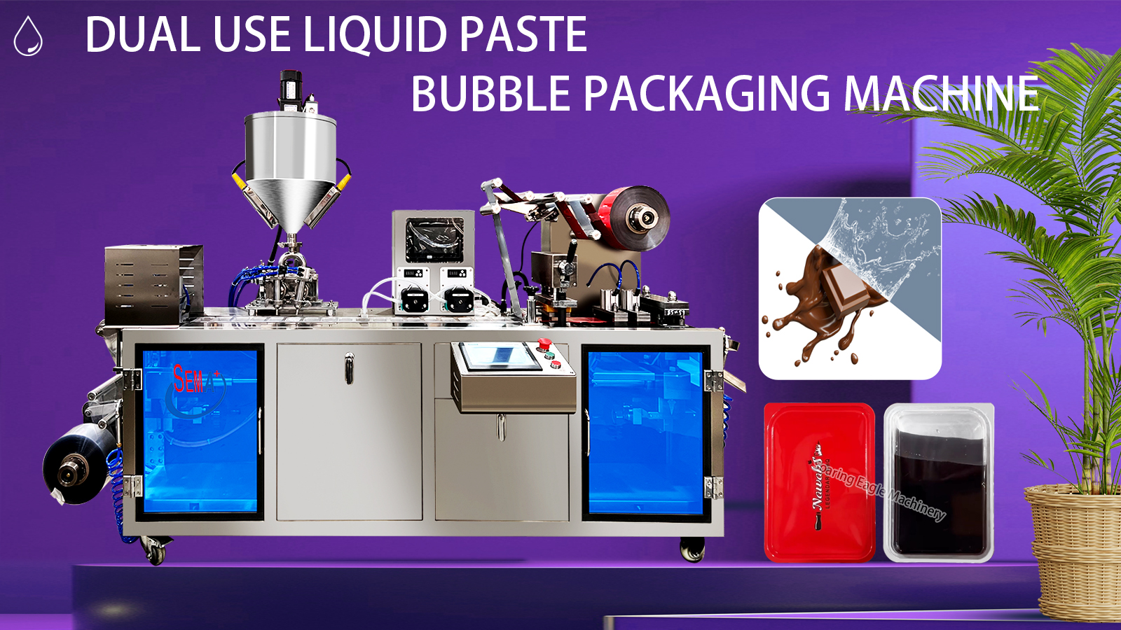 Double pumps blister packing machine which could pack liquid and cream