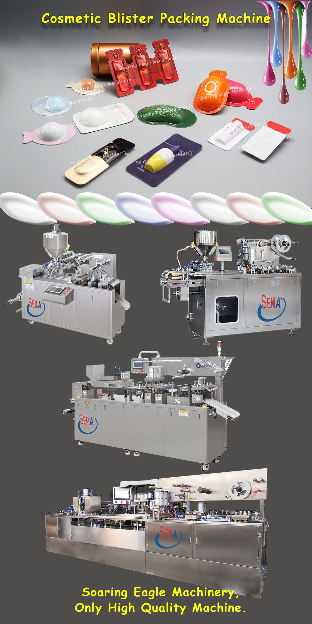 Automatic Cream Liquid Cosmetic Emulsion Filling sealing double eye mark Blister Packing Machine Supply