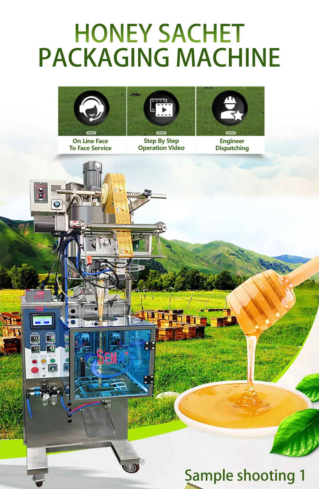 Automatic Vertical Honey Film Bag Filling Sealing Stick Sachet Packing ...