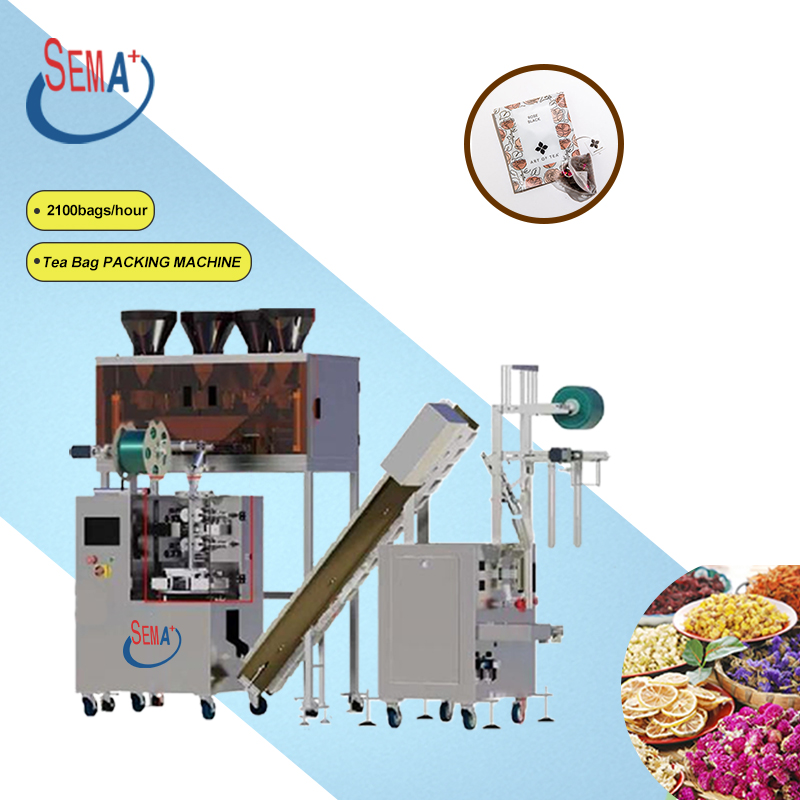 Automatic triangle 3 side seal tea bag packing machine for inner and ...
