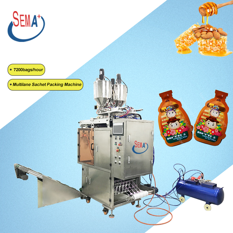 Automatic multi lanes VFFS form fill seal irregular shape liquid sachet ...