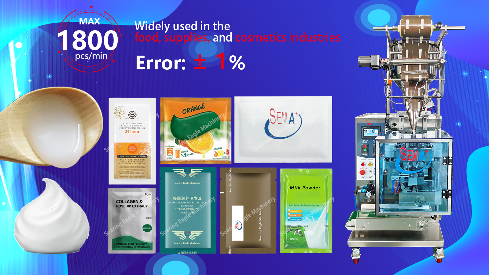 Hot sell Cream Liquid Cosmetic 4 Four Side Seal Sealing Sachet Bag Packing Machine