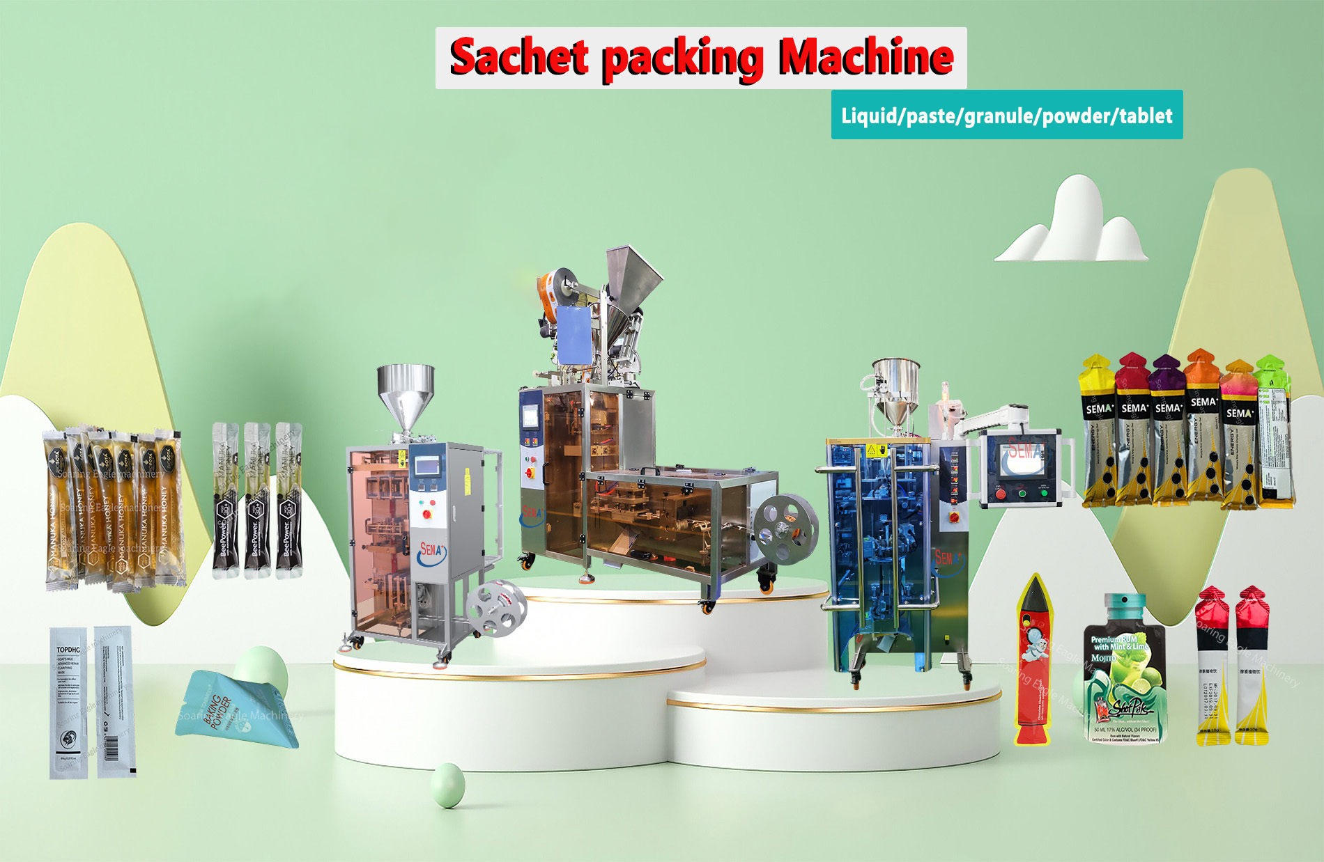 High quality shaped round corner forming filling sealing sachet packing machine