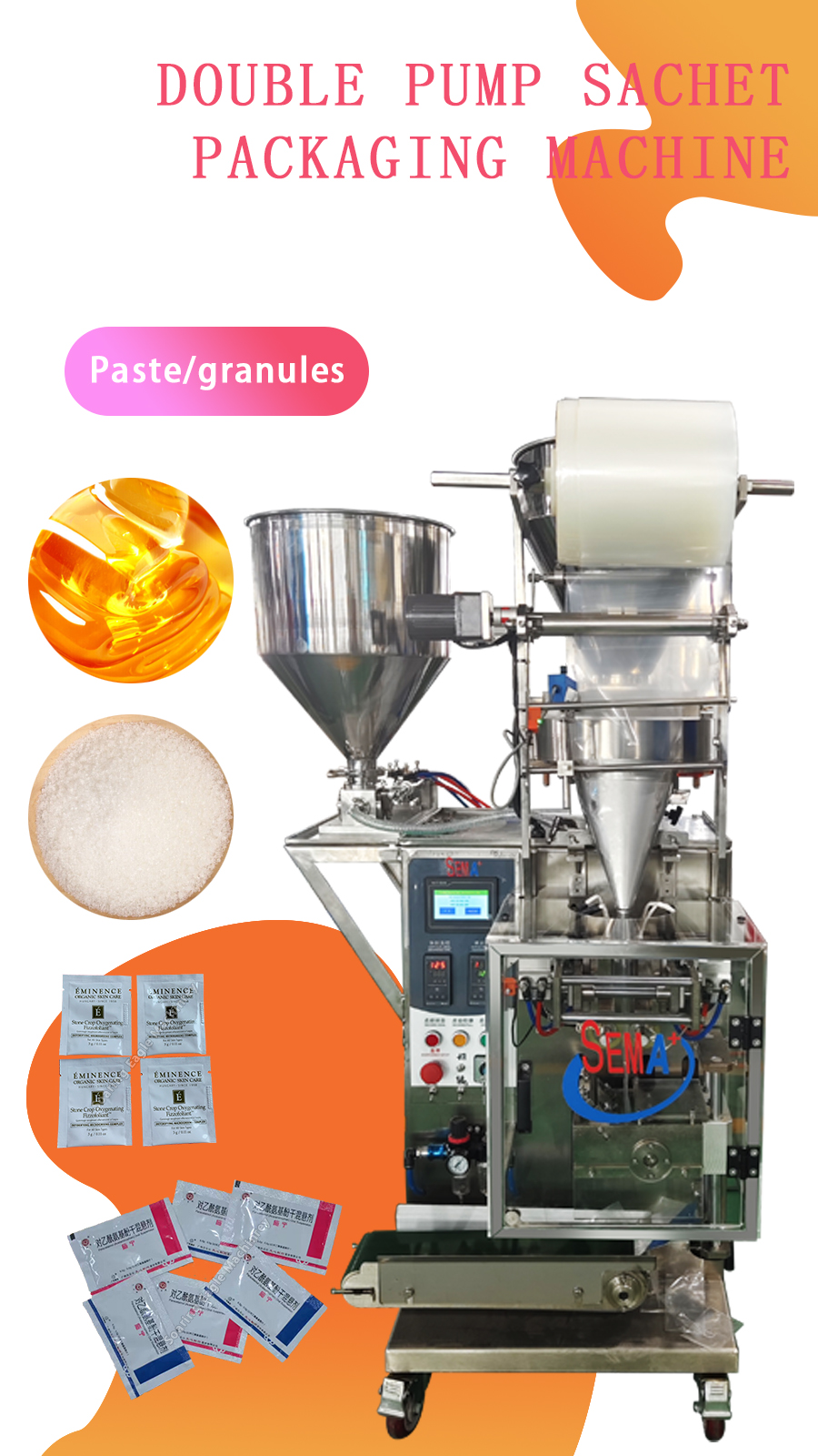 Paste viscous B level honey sachet packing machine