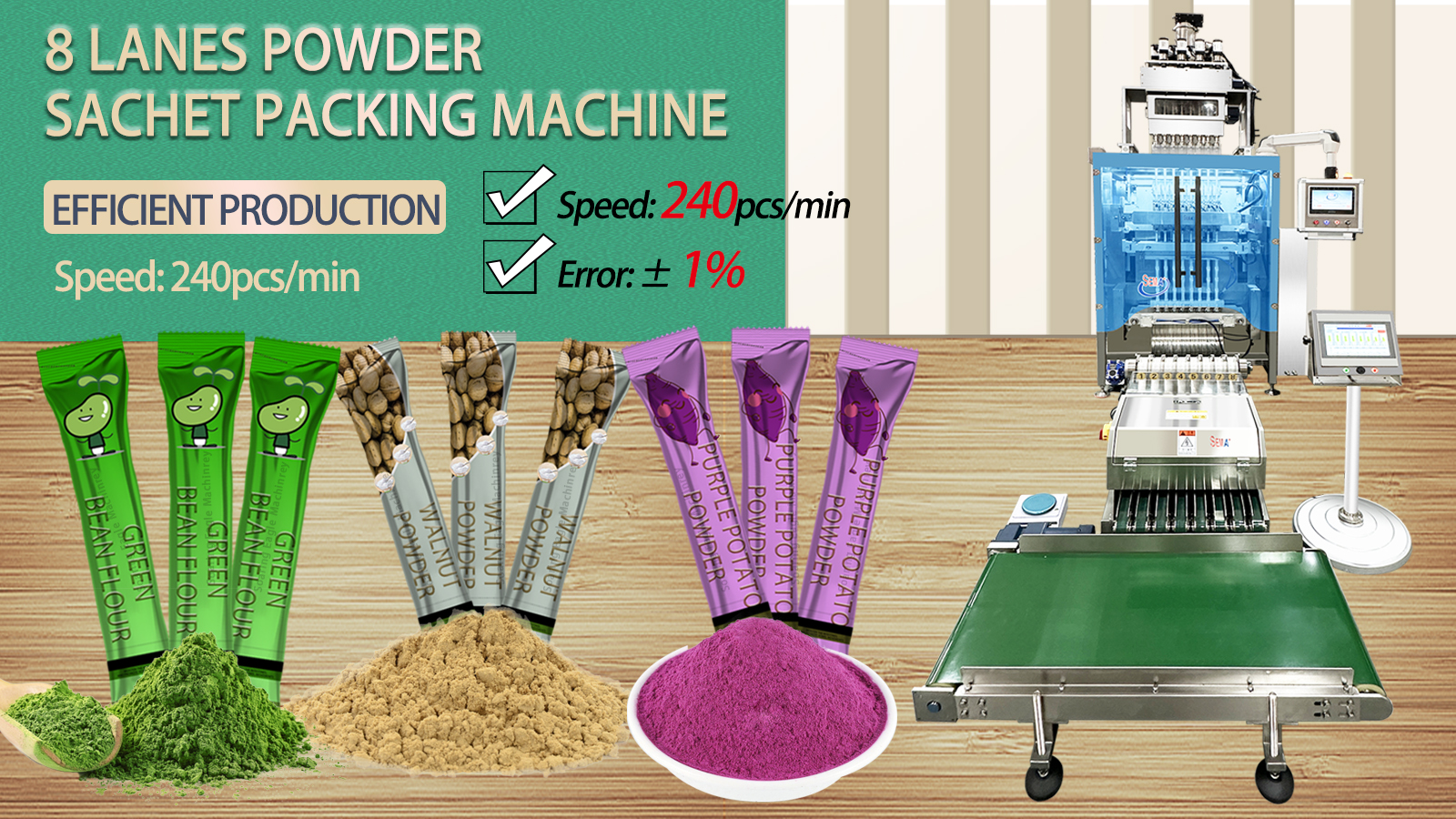 High quality 8 lanes multilanes stick powder sachet packing machine