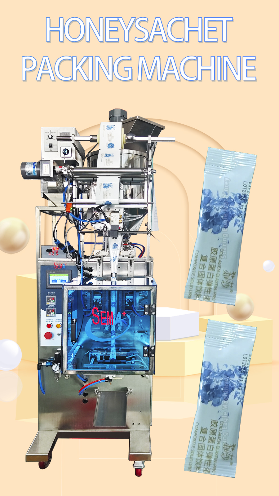 Honey stick shaped sealing sachet paste packing machine