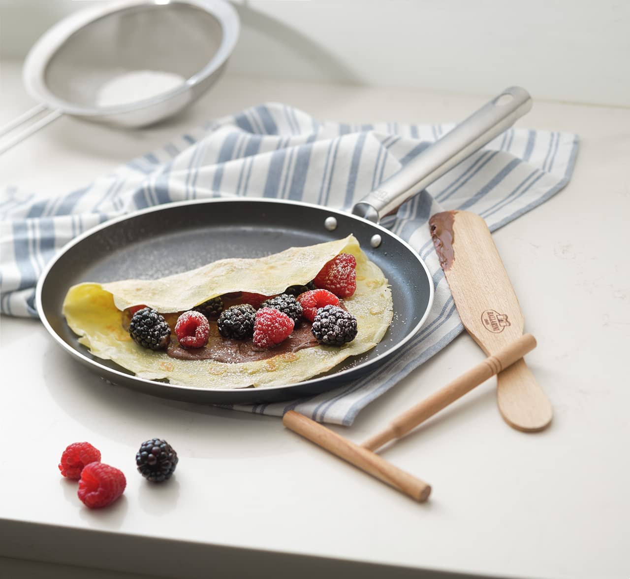 Ultimate Crepe Kit: Pre-Seasoned Steel with Dough Roller & Spatula for ...