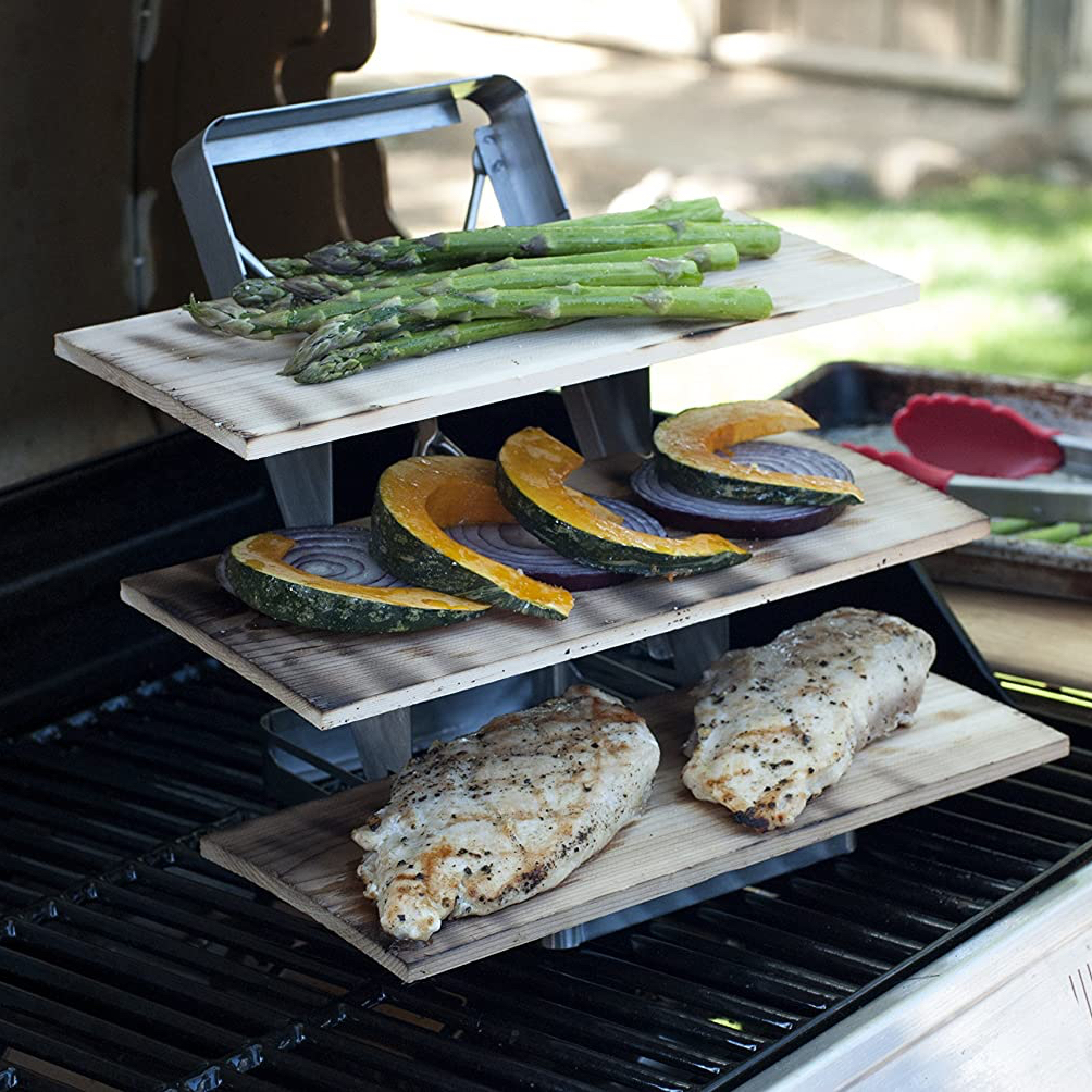 3-Tier Cedar Plank Grill Rack: Elevate Your BBQ Experience with Style