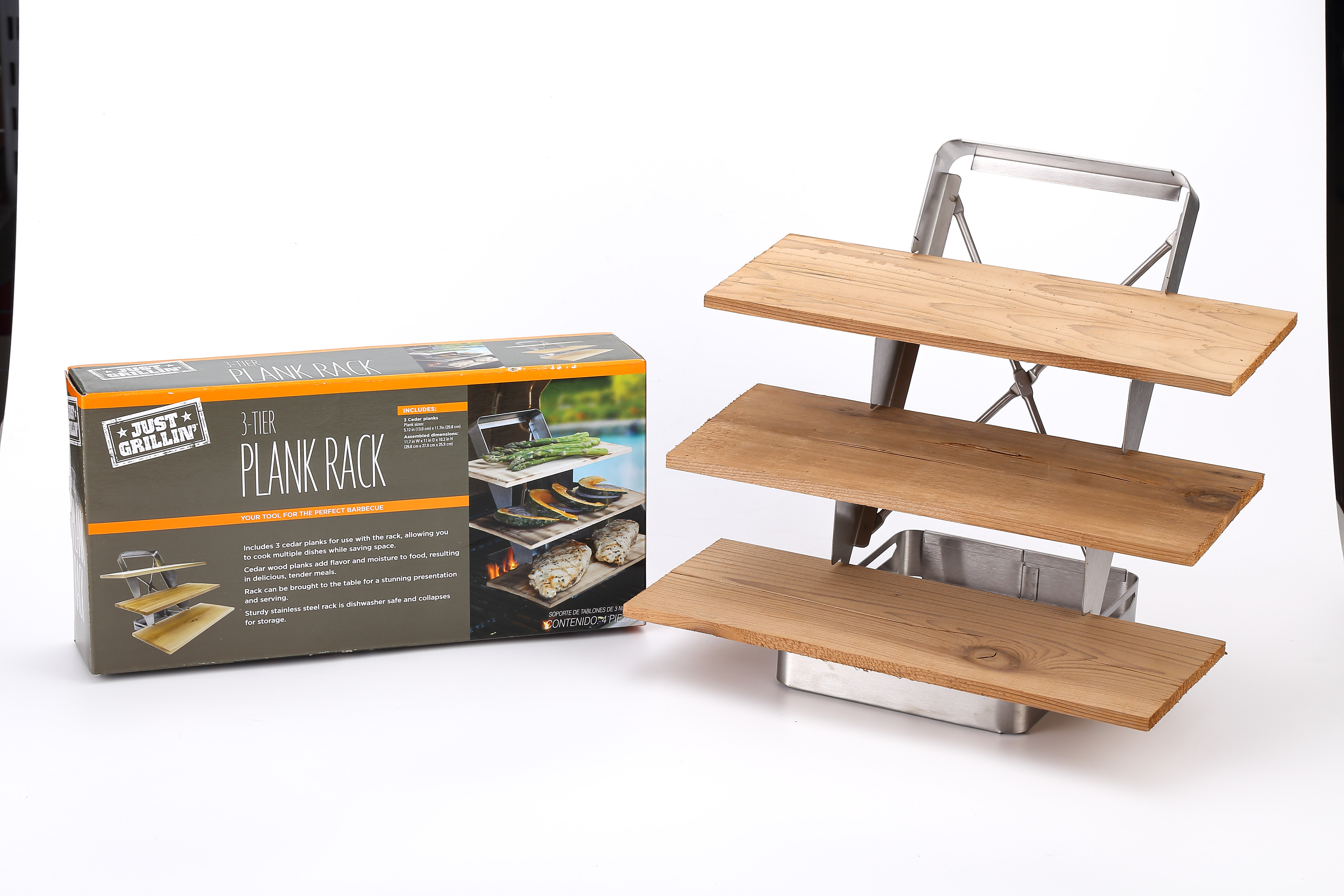 Layered Grill Rack 3-Tier Cedar Plank Grill Rack: Elevate Your BBQ Experience with Style