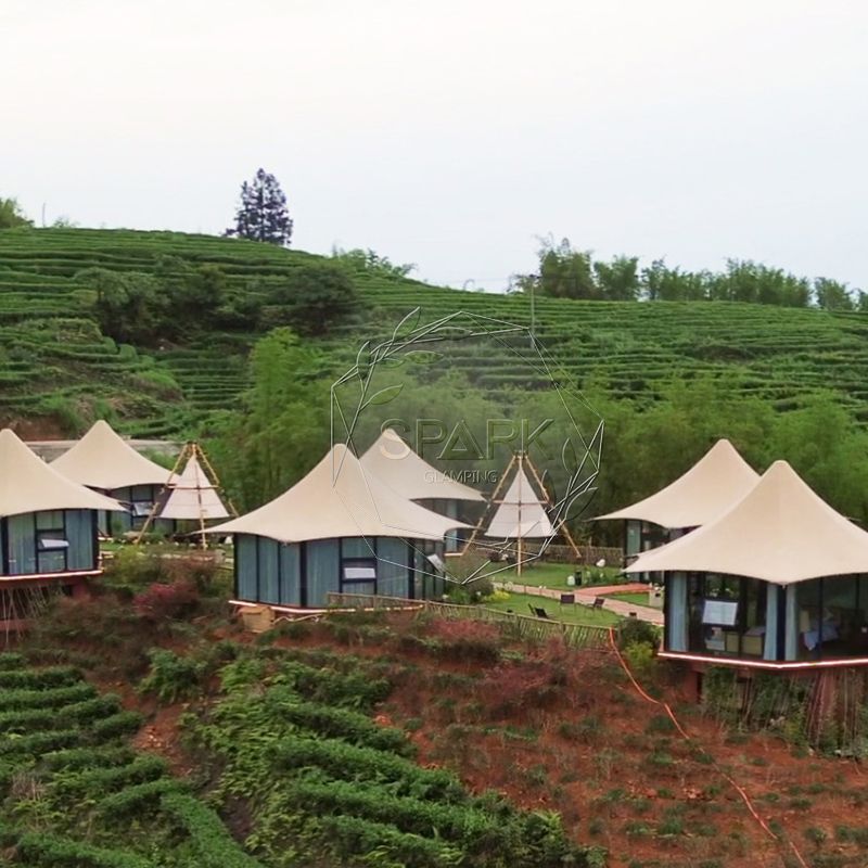 Tienda de hotel de glamping de estructura de tensión de lujo