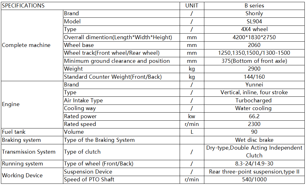 4x4 Wheel 90hp Farm Tractor