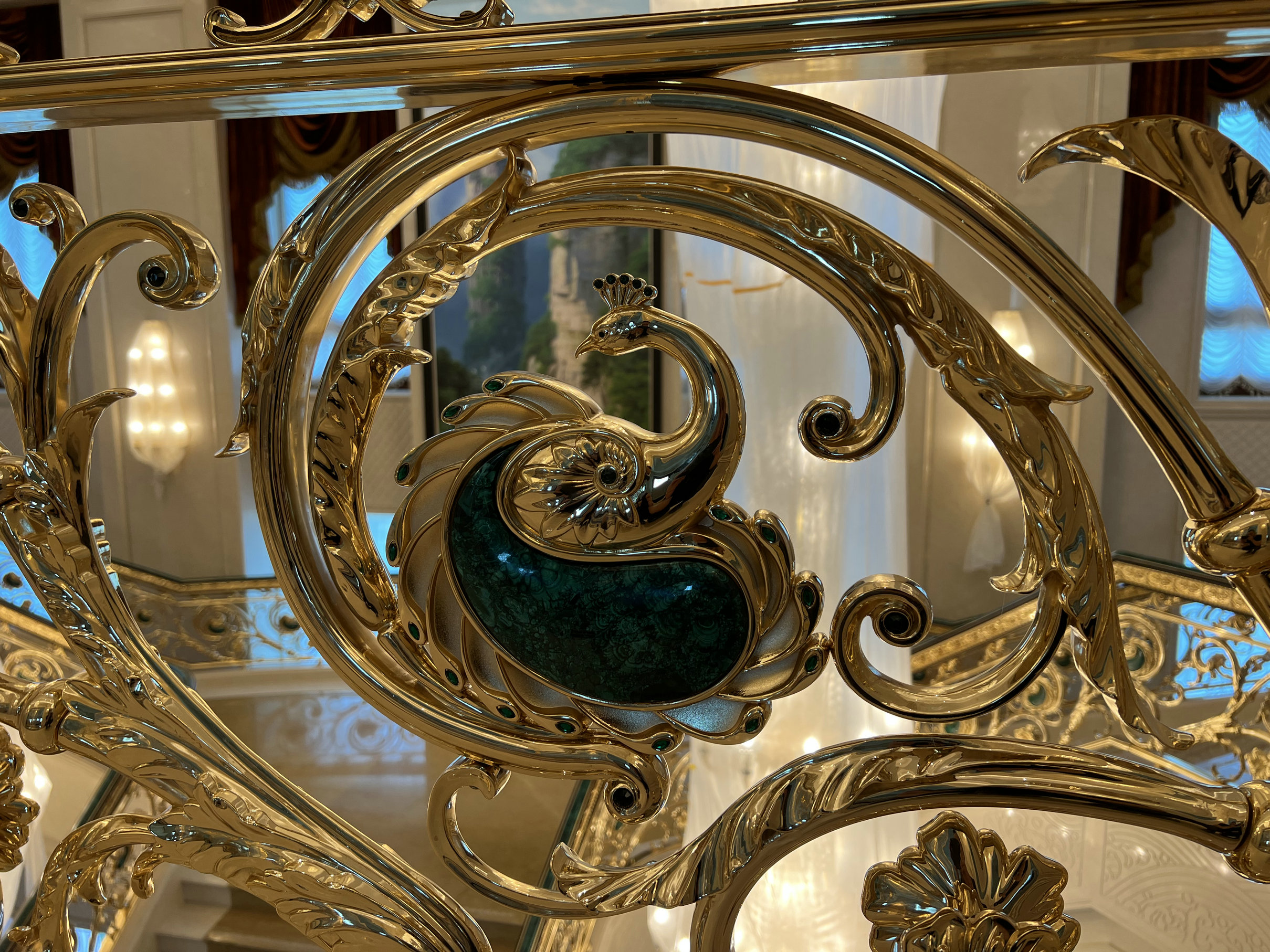 Customizable Golden Peacock Stair Railing-Handrail of staircase