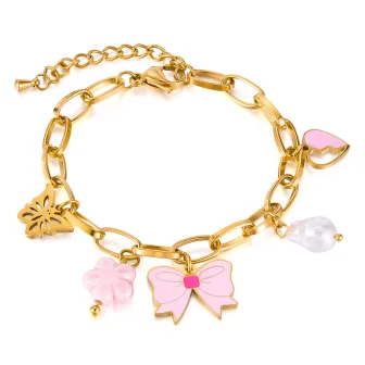 Pulsera de acero inoxidable con lazo corazón