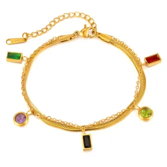 Pulsera versátil de acero inoxidable de circonita de color