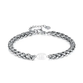 Pulsera de acero inoxidable con perlas de agua dulce natural