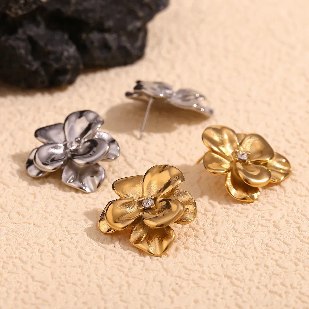 Pendientes de acero inoxidable de flores vintage al por mayor