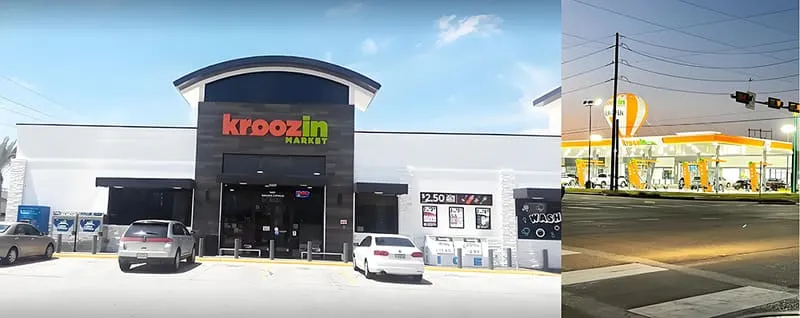 Signalisation de station-service pour la station-service Kroozin au Texas
