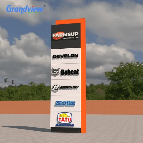 Panneau de signalisation totem à pylône éclairé par LED