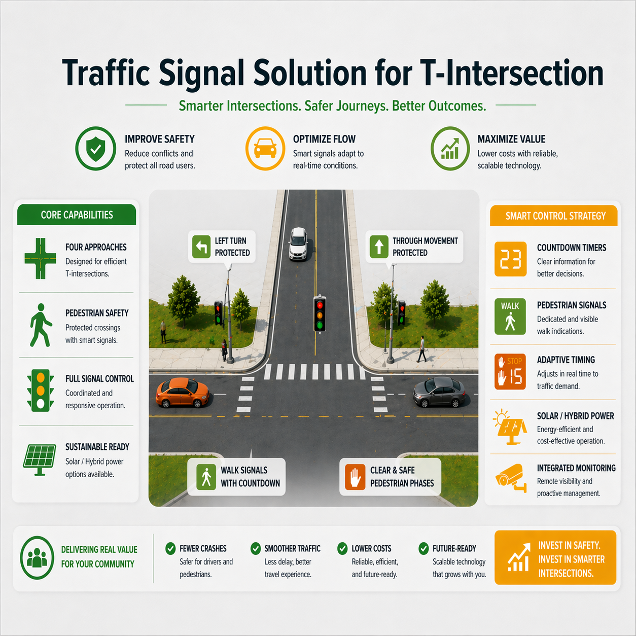 Smart Traffic Signal Solution for Dual 4-Lane T-Junction (Kenya Market)