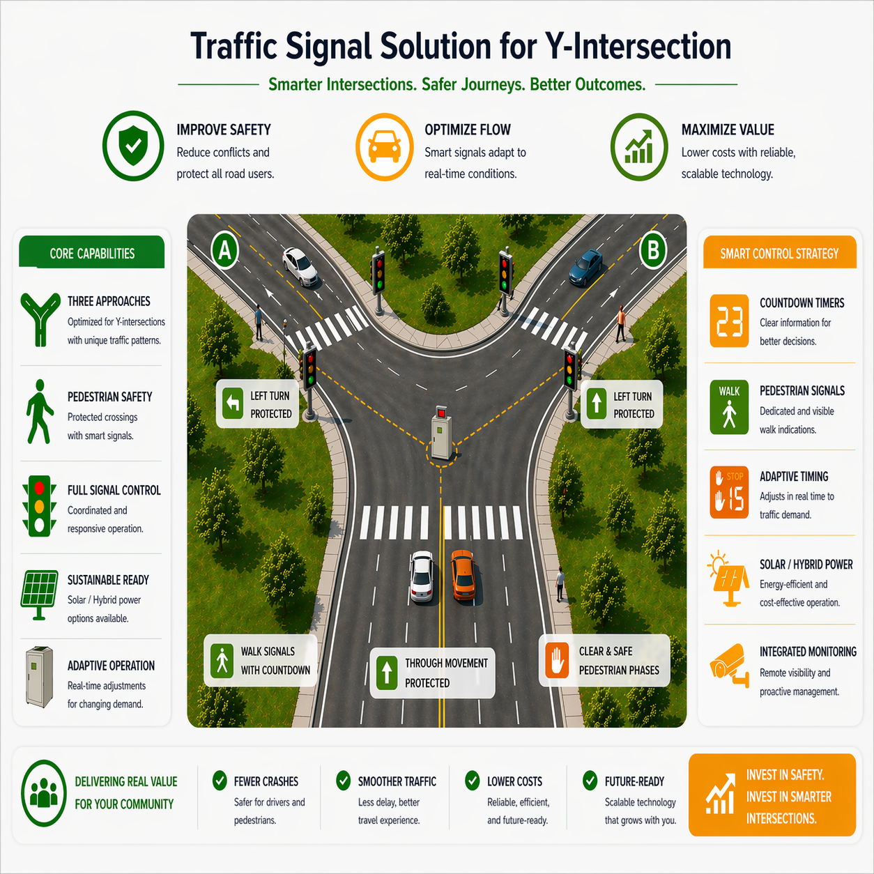 Traffic Signal Solution for Two-Way Four-Lane Y Junction