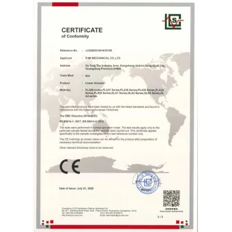 CE Certificate of Liner Actuator