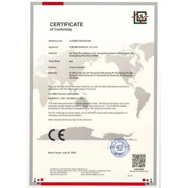 CE Certificate of Liner Actuator