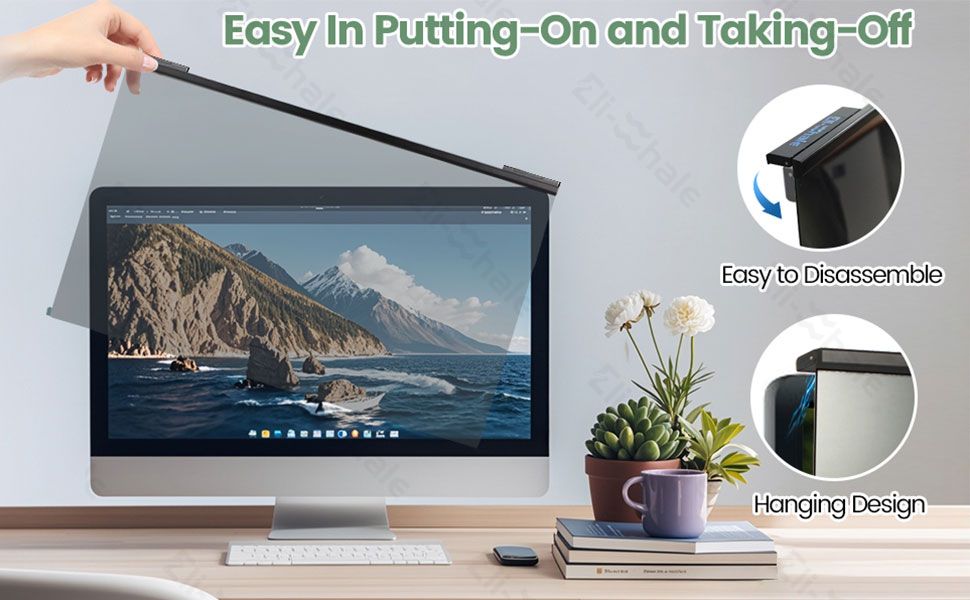 EliWhale Filtre D'Écran Anti-Lumière Bleue 24 Pouces Pour Moniteur 16:9 – Filtre Écran Lumière Bleue – Protection Anti-UV, Anti-Reflet Et Anti- Éblouissement (54 X 32,9 Cm