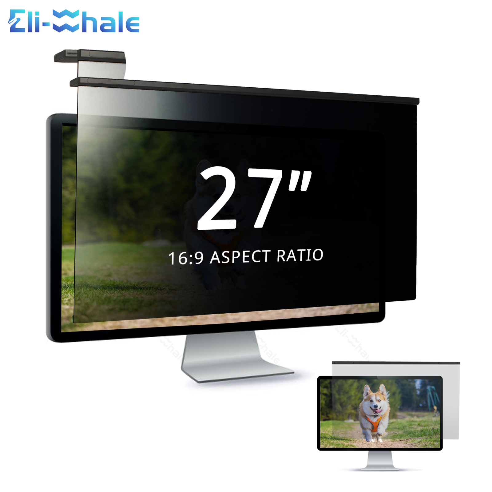 Computer Screen Protector Clips EliWhale 27 Inch Hanging Privacy Screen Protector|Detachable Clips|Anti ...