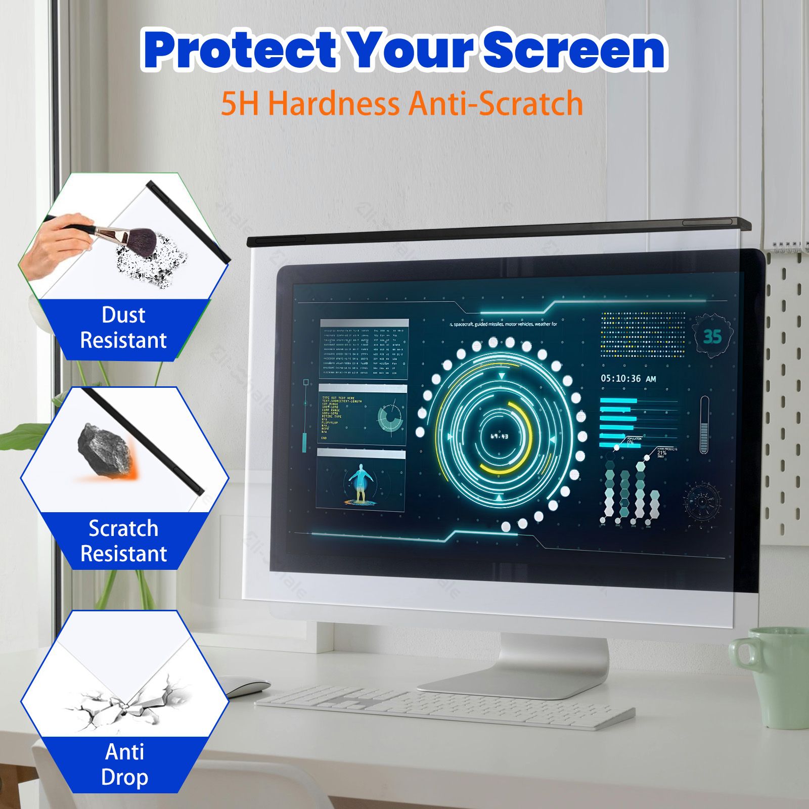 24" Anti-Bluelight Screen Protector|Detachable Hanging Filter|Anti ...